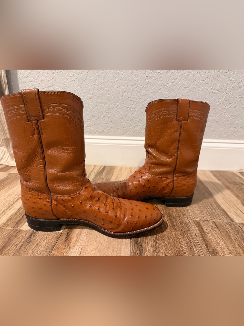 Justin Boots Full Quill Ostrich Exotic Western Cowboy Roper Style  Size 12 D
